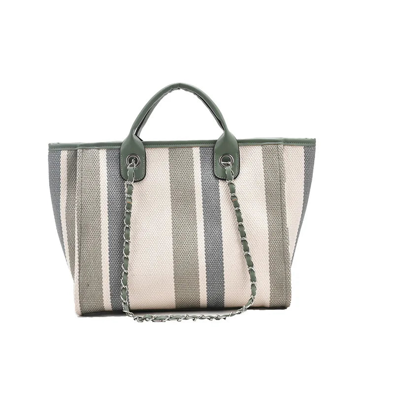 Large Capacity Striped Shoulder Bag