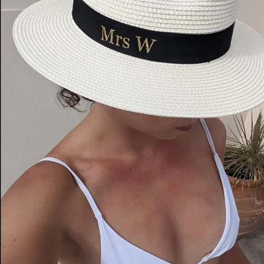 Custom Letters Women's Beach Summer Sun Hat