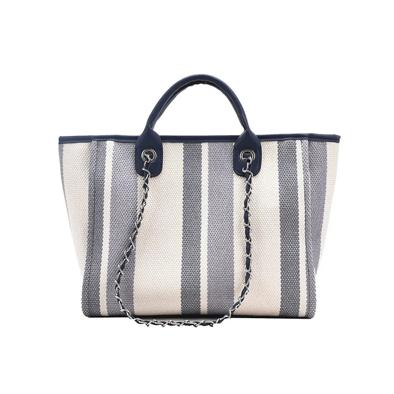 Large Capacity Striped Shoulder Bag