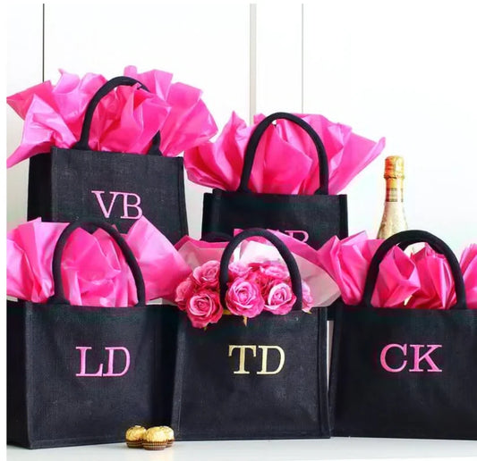 Embroidery Burlap Tote Bag