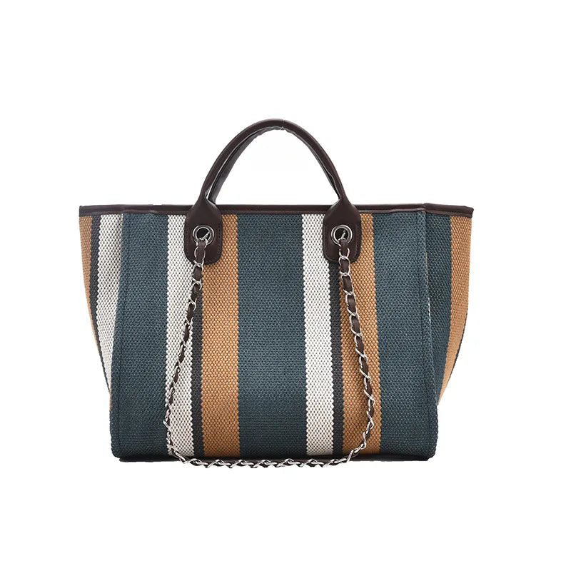 Large Capacity Striped Shoulder Bag