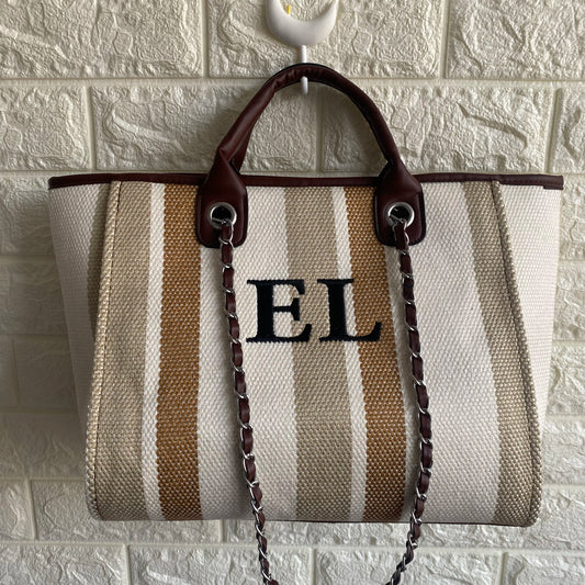 Large Capacity Striped Shoulder Bag