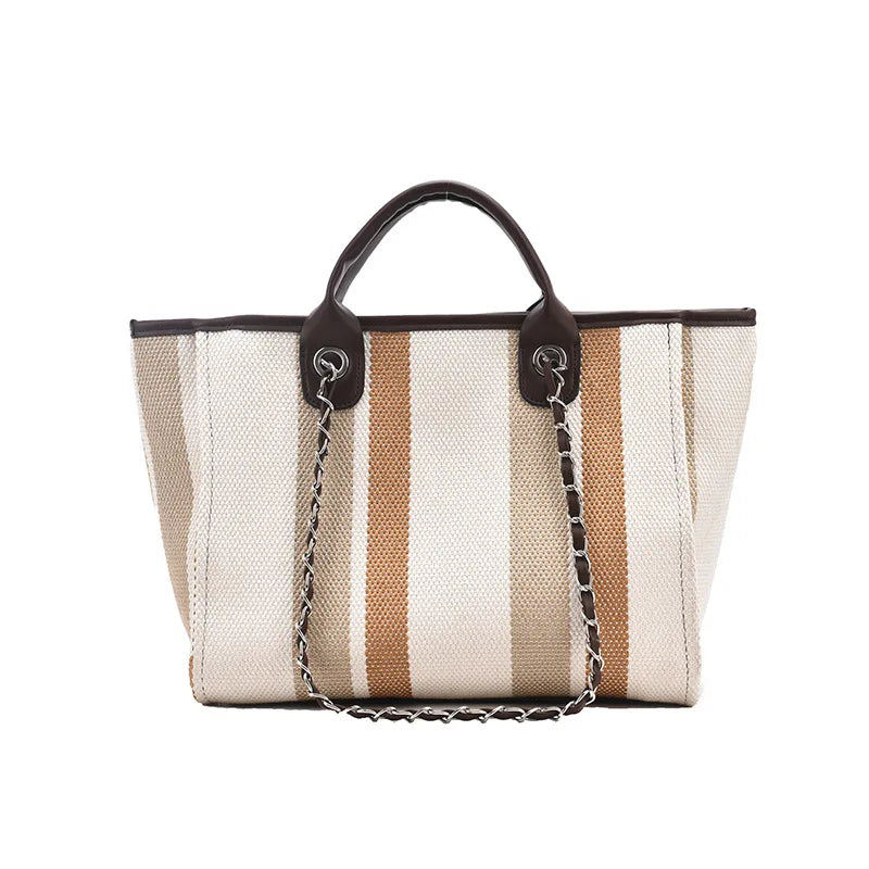 Large Capacity Striped Shoulder Bag