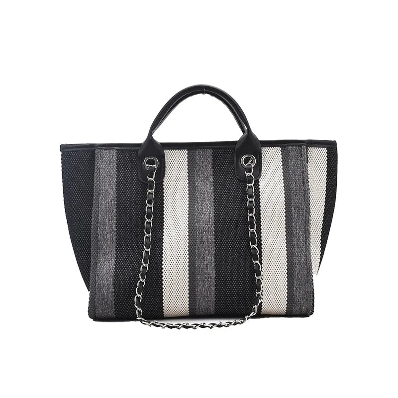 Large Capacity Striped Shoulder Bag